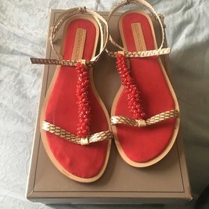 BCBG two tone snake sandal